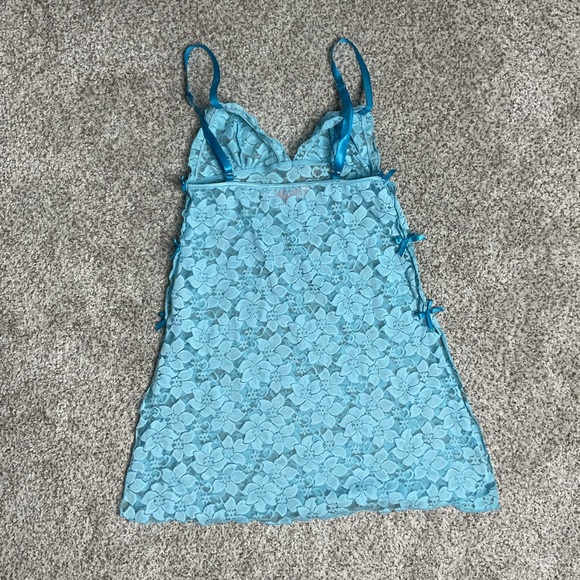 Victoria’s Secret XS Blue Lace Babydoll Lingerie w/ Bow Details - Picture 6 of 6